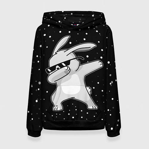 Женская толстовка Кролик ДЭБ и снегопад / 3D-Черный – фото 1