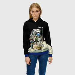 Толстовка-худи женская NASA - Help! Astronaut - Joke, цвет: 3D-синий — фото 2