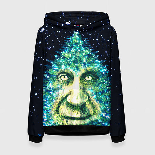 Женская толстовка Мудрое Новогоднее Дерево / 3D-Черный – фото 1