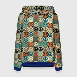 Толстовка-худи женская Peace symbol pattern, цвет: 3D-синий
