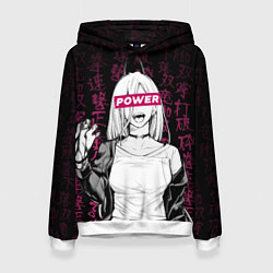 Толстовка-худи женская Пауэр Человек бензопила, цвет: 3D-белый