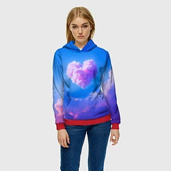 Толстовка-худи женская Облако в форме сердца, цвет: 3D-красный — фото 2