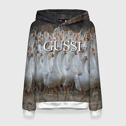 Толстовка-худи женская Стая гусей - Gussi, цвет: 3D-белый