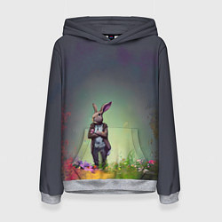 Толстовка-худи женская Кролик на стиле, цвет: 3D-меланж