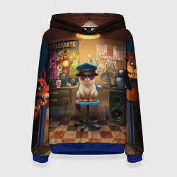 Толстовка-худи женская Сердитый кот, цвет: 3D-синий