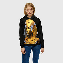 Толстовка-худи женская Нейросеть - золотая египетская богиня, цвет: 3D-черный — фото 2