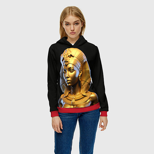 Женская толстовка Нейросеть - золотая египетская богиня / 3D-Красный – фото 3