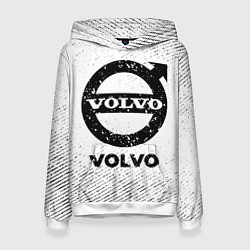 Толстовка-худи женская Volvo с потертостями на светлом фоне, цвет: 3D-белый