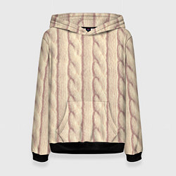 Толстовка-худи женская Светлый вязаный свитер, цвет: 3D-черный