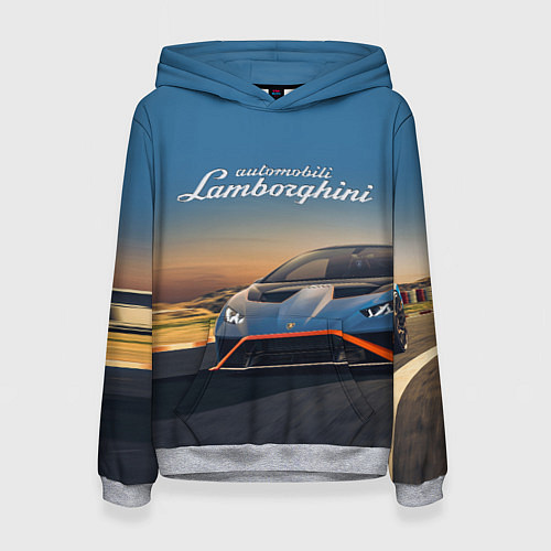 Женская толстовка Lamborghini Huracan STO - car racing / 3D-Меланж – фото 1