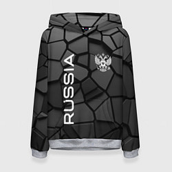 Толстовка-худи женская Черная броня Россия, цвет: 3D-меланж