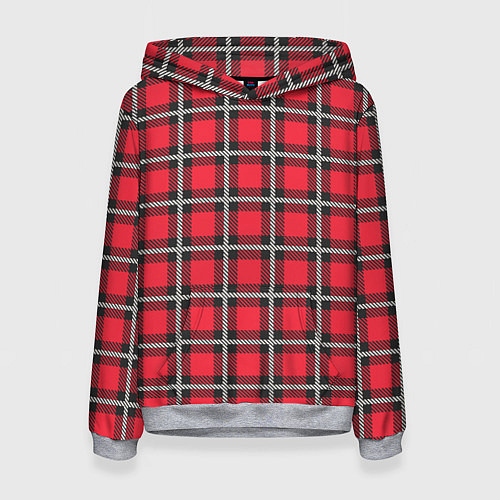 Женская толстовка Красная шотландская клетка / 3D-Меланж – фото 1