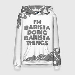 Толстовка-худи женская Im barista doing barista things vintage, цвет: 3D-белый