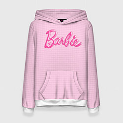 Женская толстовка Барби - логотип на клетчатом фоне