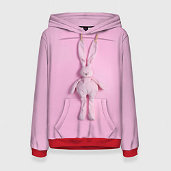 Толстовка-худи женская Розовый зайка, цвет: 3D-красный