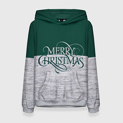Толстовка-худи женская Merry Christmas зелёный, цвет: 3D-меланж