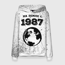 Толстовка-худи женская На Земле с 1987: краска на светлом, цвет: 3D-белый