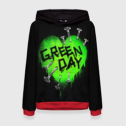 Толстовка-худи женская Green day heart nails, цвет: 3D-красный