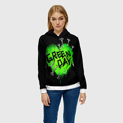 Толстовка-худи женская Green day heart nails, цвет: 3D-белый — фото 2