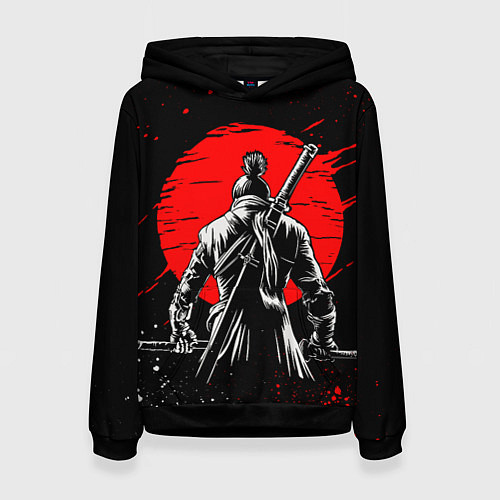 Женская толстовка Самурай - красное солнце / 3D-Черный – фото 1
