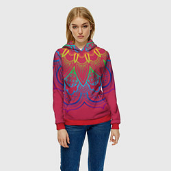 Толстовка-худи женская Viva magenta mandala, цвет: 3D-красный — фото 2