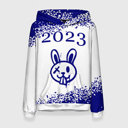 Толстовка-худи женская Кролик 2023 в стиле граффити на светлом, цвет: 3D-белый