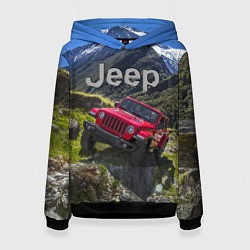 Толстовка-худи женская Chrysler Jeep Wrangler Rubicon - горы, цвет: 3D-черный