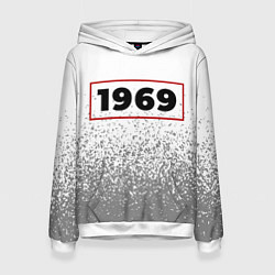 Толстовка-худи женская 1969 - в красной рамке на светлом, цвет: 3D-белый