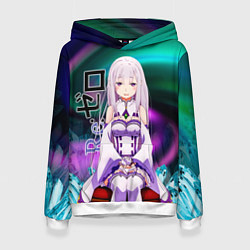 Толстовка-худи женская Re: Zero - Emilia, цвет: 3D-белый