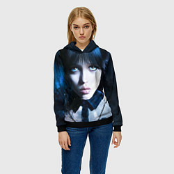 Толстовка-худи женская Уэнсдэй: дочь Аддамсов, цвет: 3D-черный — фото 2