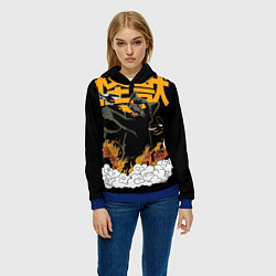 Толстовка-худи женская Кот-годзилла, цвет: 3D-синий — фото 2