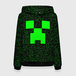 Толстовка-худи женская Minecraft green squares, цвет: 3D-черный