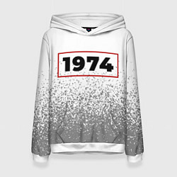 Толстовка-худи женская 1974 - в красной рамке на светлом, цвет: 3D-белый