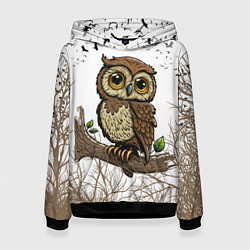 Толстовка-худи женская Милая совушка, цвет: 3D-черный