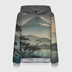 Толстовка-худи женская Великий вулкан Фудзияма, цвет: 3D-меланж