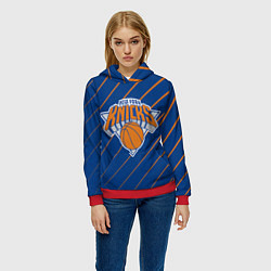 Толстовка-худи женская Нью-Йорк Никс - НБА, цвет: 3D-красный — фото 2
