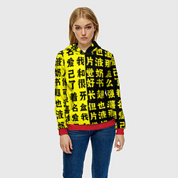 Толстовка-худи женская Иероглифы Япония, цвет: 3D-красный — фото 2