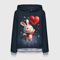 Толстовка-худи женская Кролик с шариком, цвет: 3D-меланж