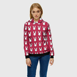 Толстовка-худи женская Bunny Pattern red, цвет: 3D-черный — фото 2