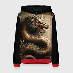 Толстовка-худи женская Китайский дракон с открытой пастью, цвет: 3D-красный