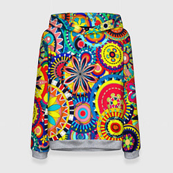 Толстовка-худи женская Психоделика калейдоскоп, цвет: 3D-меланж