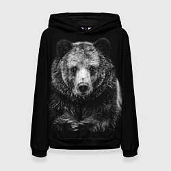 Толстовка-худи женская Медведь тотем славян, цвет: 3D-черный