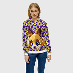 Толстовка-худи женская Лисья мордочка, цвет: 3D-белый — фото 2