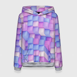 Толстовка-худи женская Абстрактный кубический паттерн, цвет: 3D-меланж