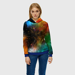 Толстовка-худи женская Бескрайний космос - неон, цвет: 3D-синий — фото 2