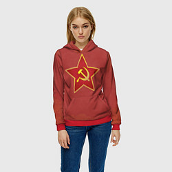 Толстовка-худи женская Советская звезда, цвет: 3D-красный — фото 2
