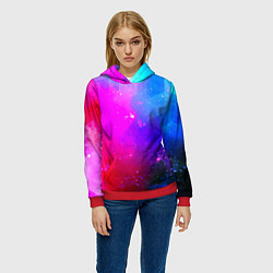Толстовка-худи женская Космическая абстракция, цвет: 3D-красный — фото 2