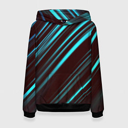 Толстовка-худи женская Stripes line neon color, цвет: 3D-черный