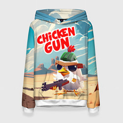Толстовка-худи женская Chicken Gun, цвет: 3D-белый