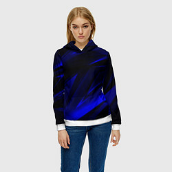 Толстовка-худи женская Geometry blue stripes, цвет: 3D-белый — фото 2